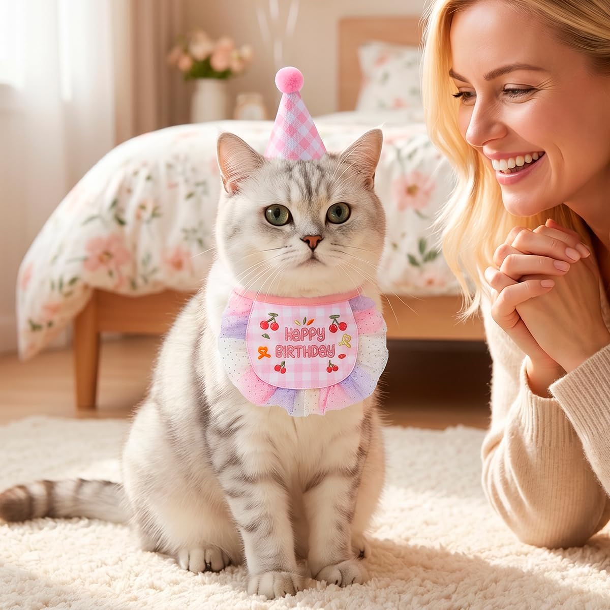 Costume de princesse de chat Robes de chat Tutu Kitte Ensemble d'écharpe de chapeau d'anniversaire Vêtements Dog Outfit for