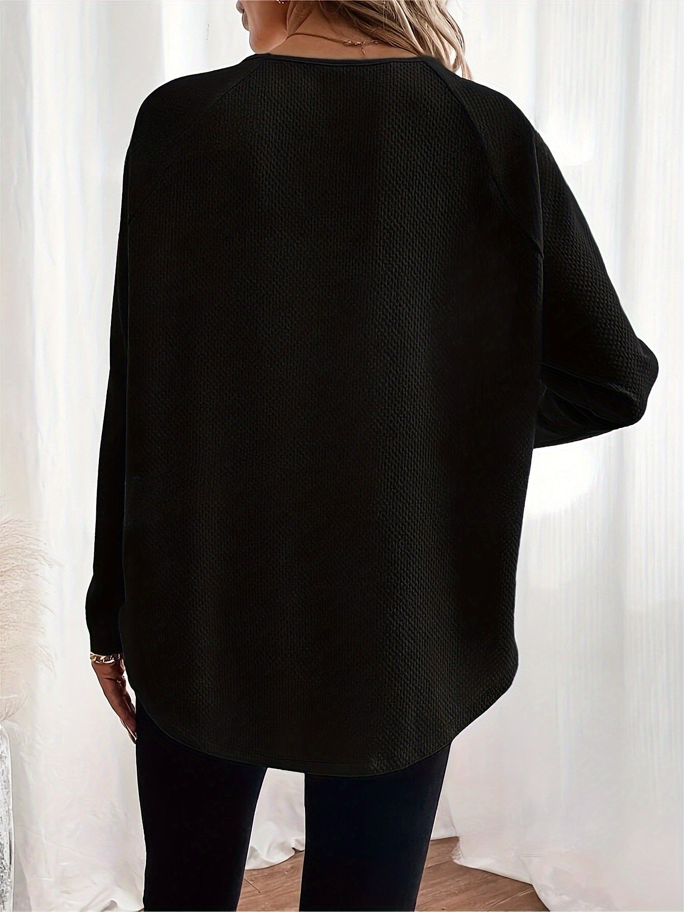 Automne Arrivée Solid Color Waffle-Knit Hors-Sholder Pullover Top pour les vêtements de salon