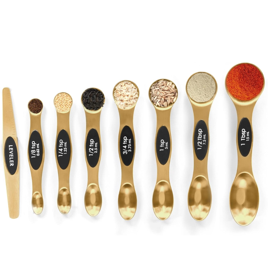 Magnetic Spoons de mesure en acier inoxydable avec niveleuse - Stackable métal double-sided Sp
