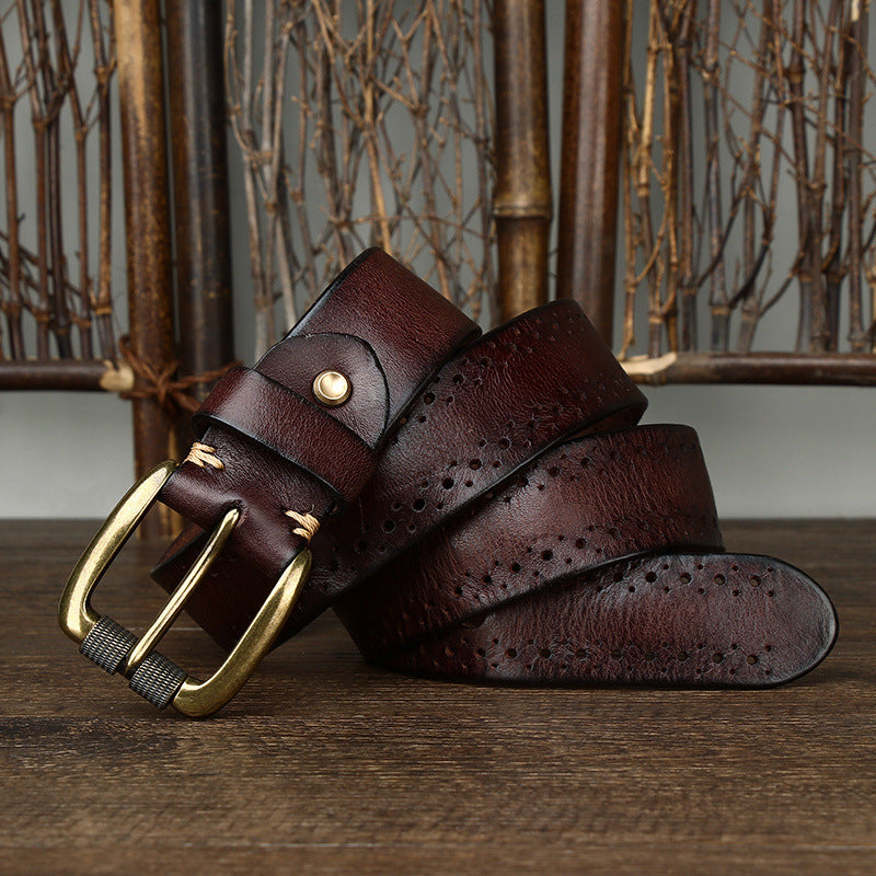 Ceinture d'épingle de première couche pour ceinture en cuir mengénien pour Jeans