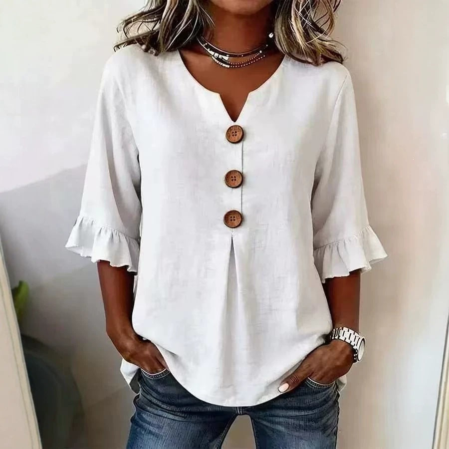 Vêtements européens et américains pour femmes Été Amazon Couleur solide Boutonné Femmes Casual F