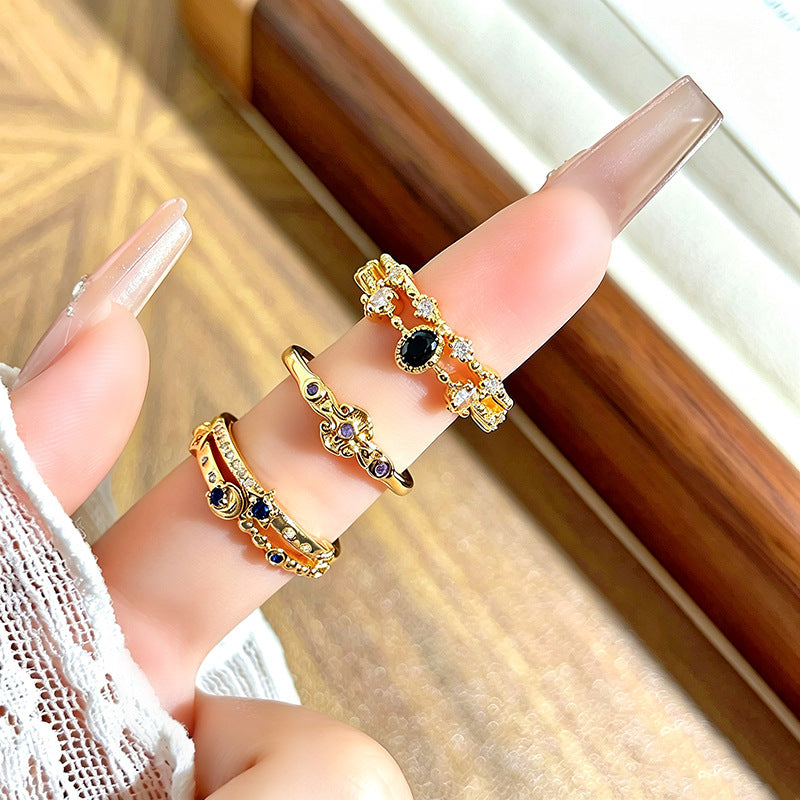 Femme Vintage Style de cour or Tone bague ouverte