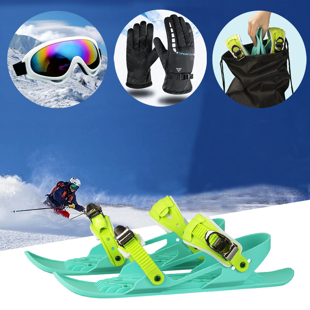 Mini Ski Skates Portable Short Skiboard Chaussures réglables pour neige