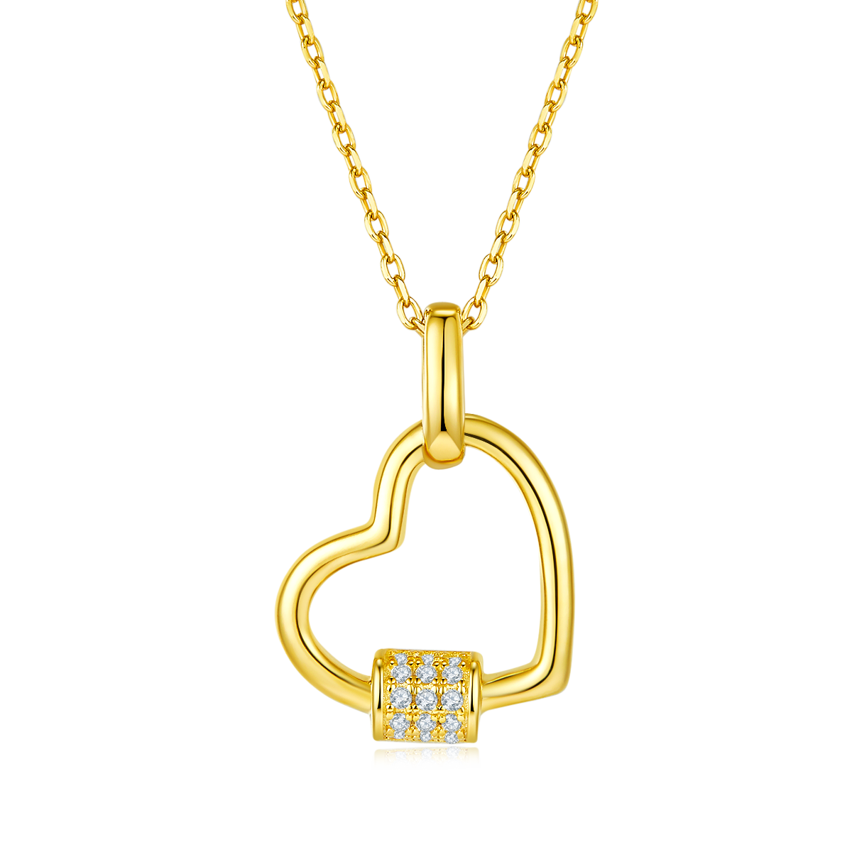 3.3g S925 Collier de coeur en argent sterling 45cm 15 Pierre Moissanite Pave Bar Pendentif avec GR