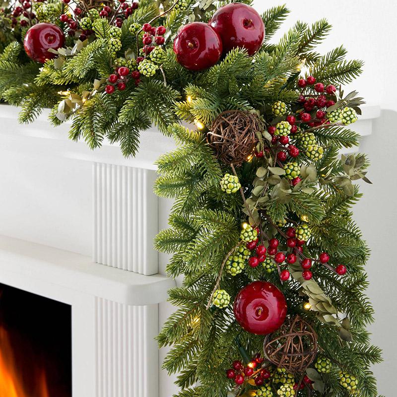Luxury PE Rattan Wreath de Noël - Décoration de porte de vacances artificielle pour fête de fête à la maison