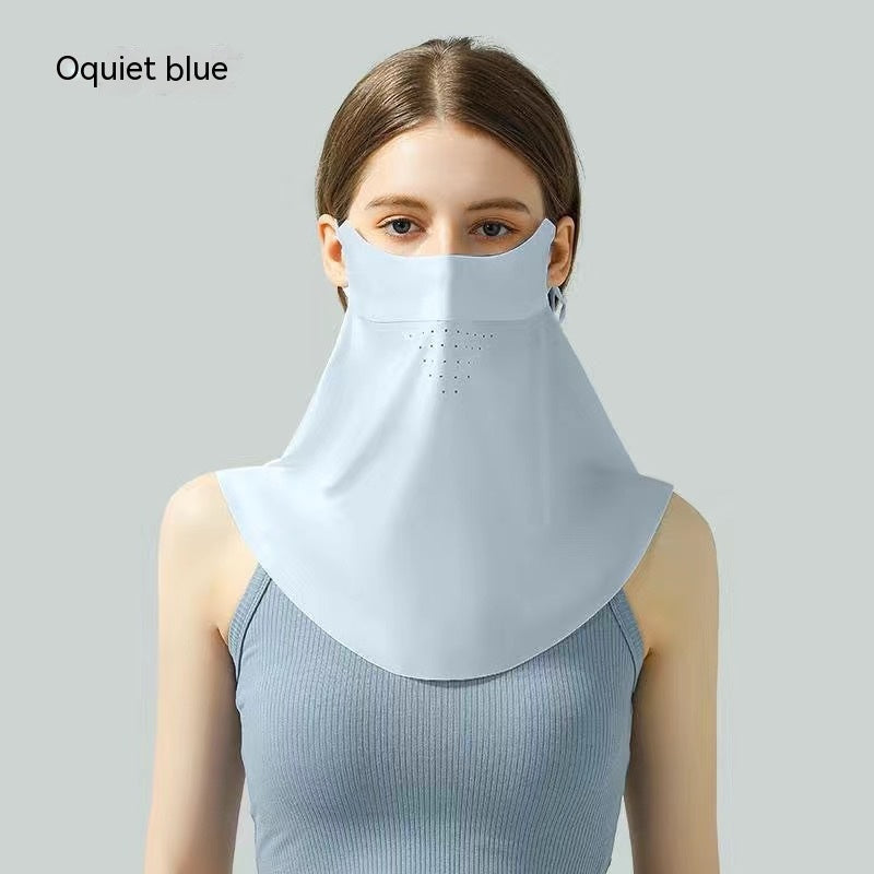 Facekini Masque plein visage écran solaire Respirant mince soie glacée