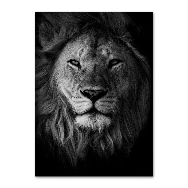 Affiche de la famille Lion noir et blanc