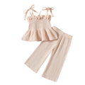 Filles Dentelle-Trimmed sangle droit-leg pantalons ensemble deux pièces