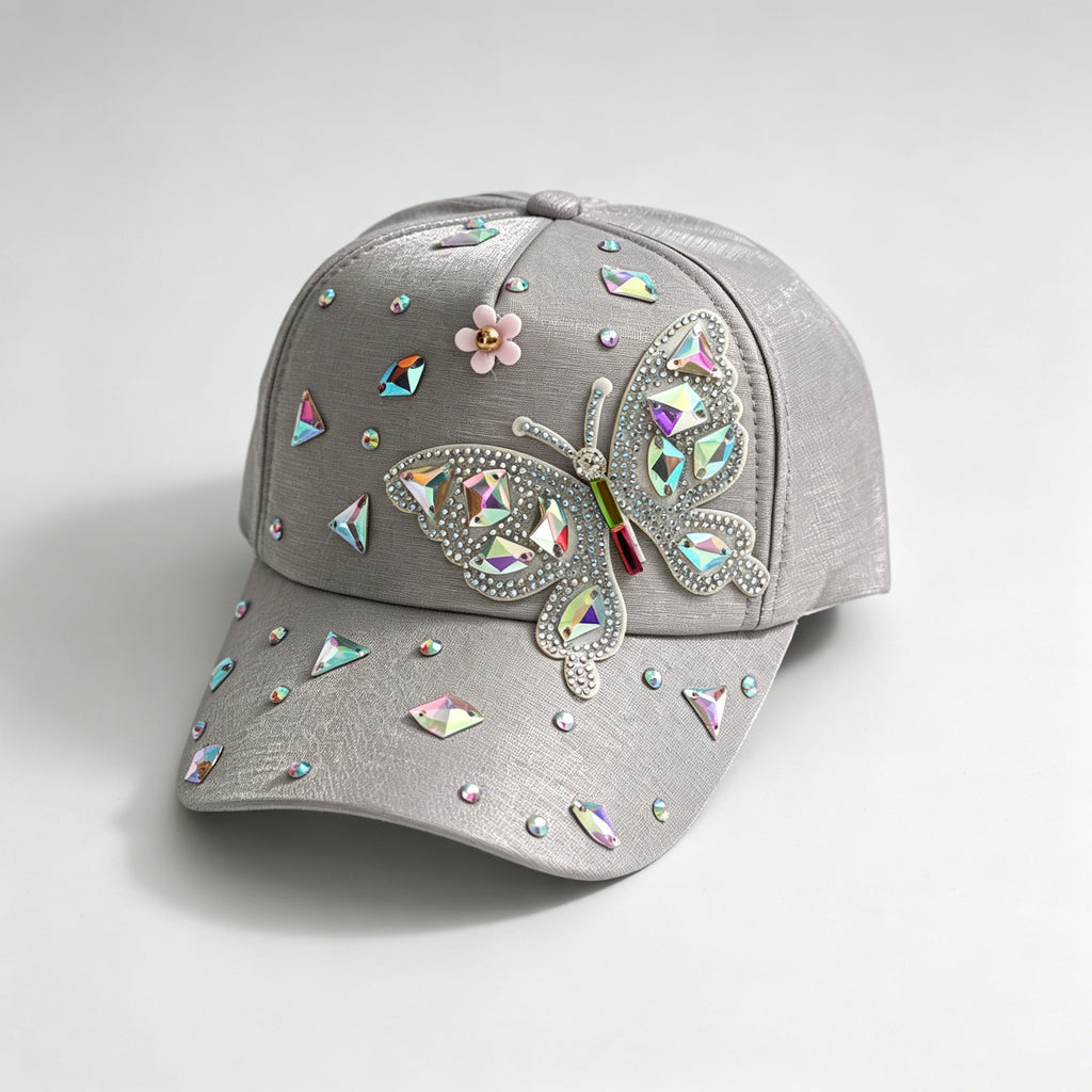 Casquette de baseball en strass à papillon coloré pour femmes d'été - Sweet