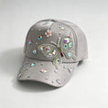 Casquette de baseball en strass à papillon coloré pour femmes d'été - Sweet