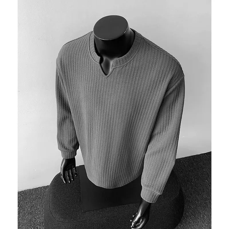T-shirt de base pour homme à manches longues de style américain pour le printemps et
