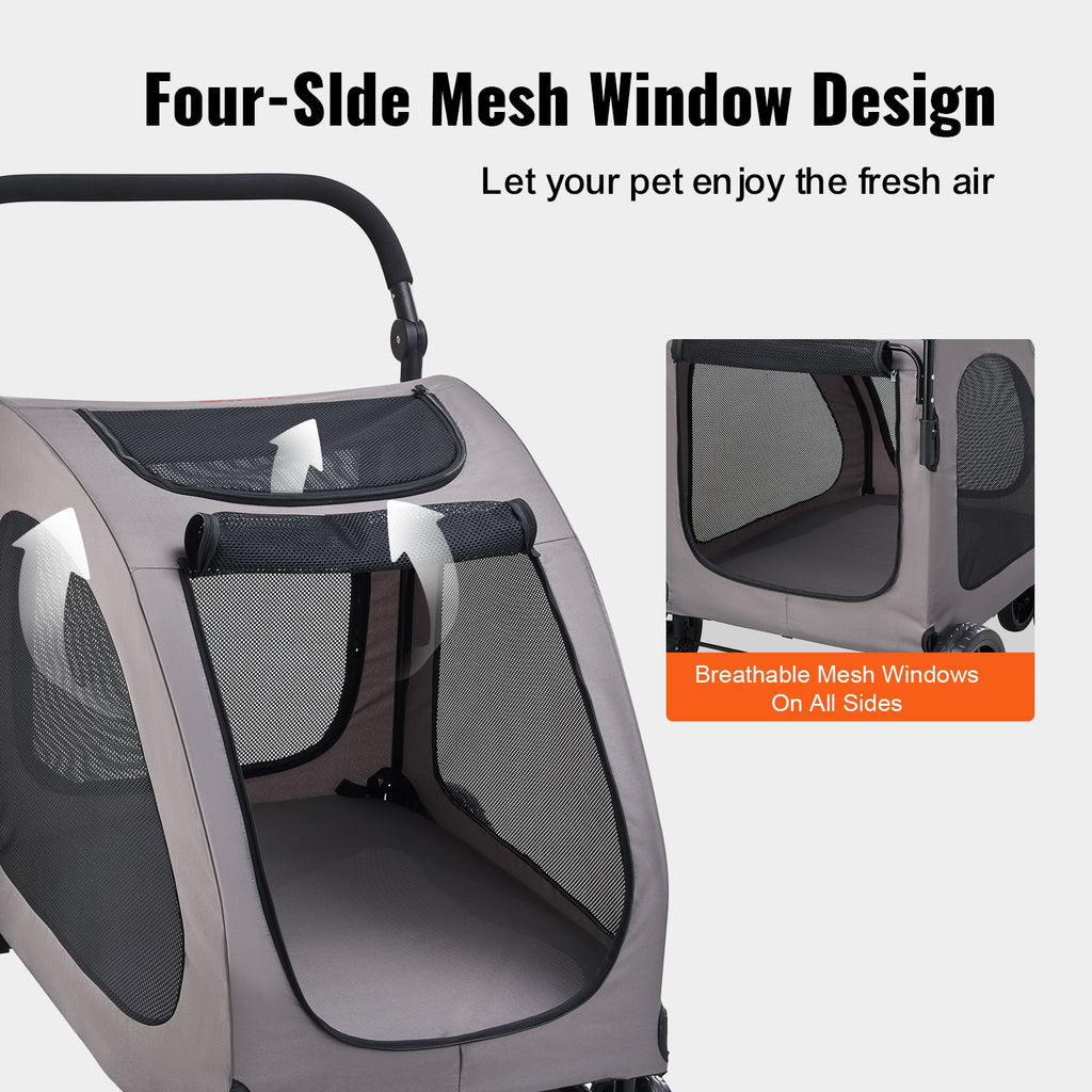 Poussette pour animaux de compagnie 4 roues Poussette pour chiens 160lbs Poids Capacité Portable