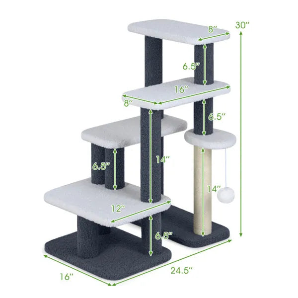 2-in-1 Cat Stairs & Tree with Sisal Scratching Post
