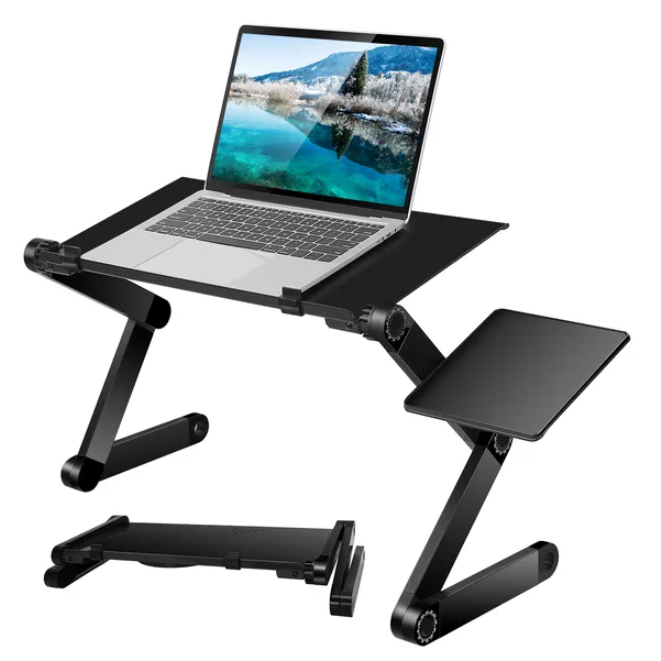 Bureau d'ordinateur portable pliable avec panneau de souris et plateau en alliage d'aluminium