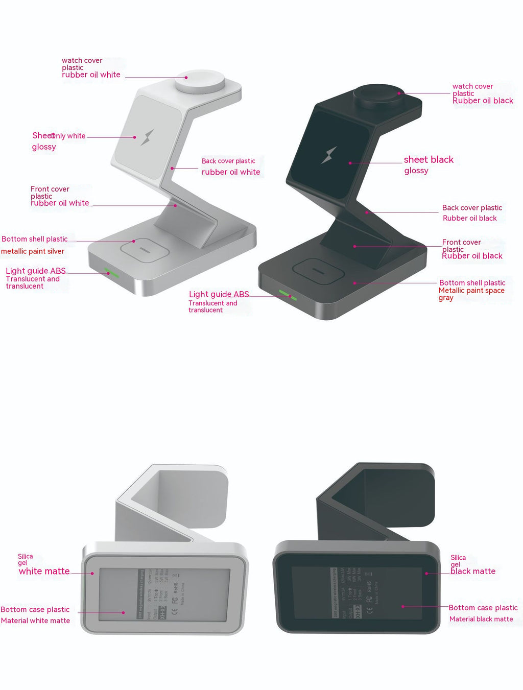 Support de téléphone de chargeur sans fil magnétique trois en un