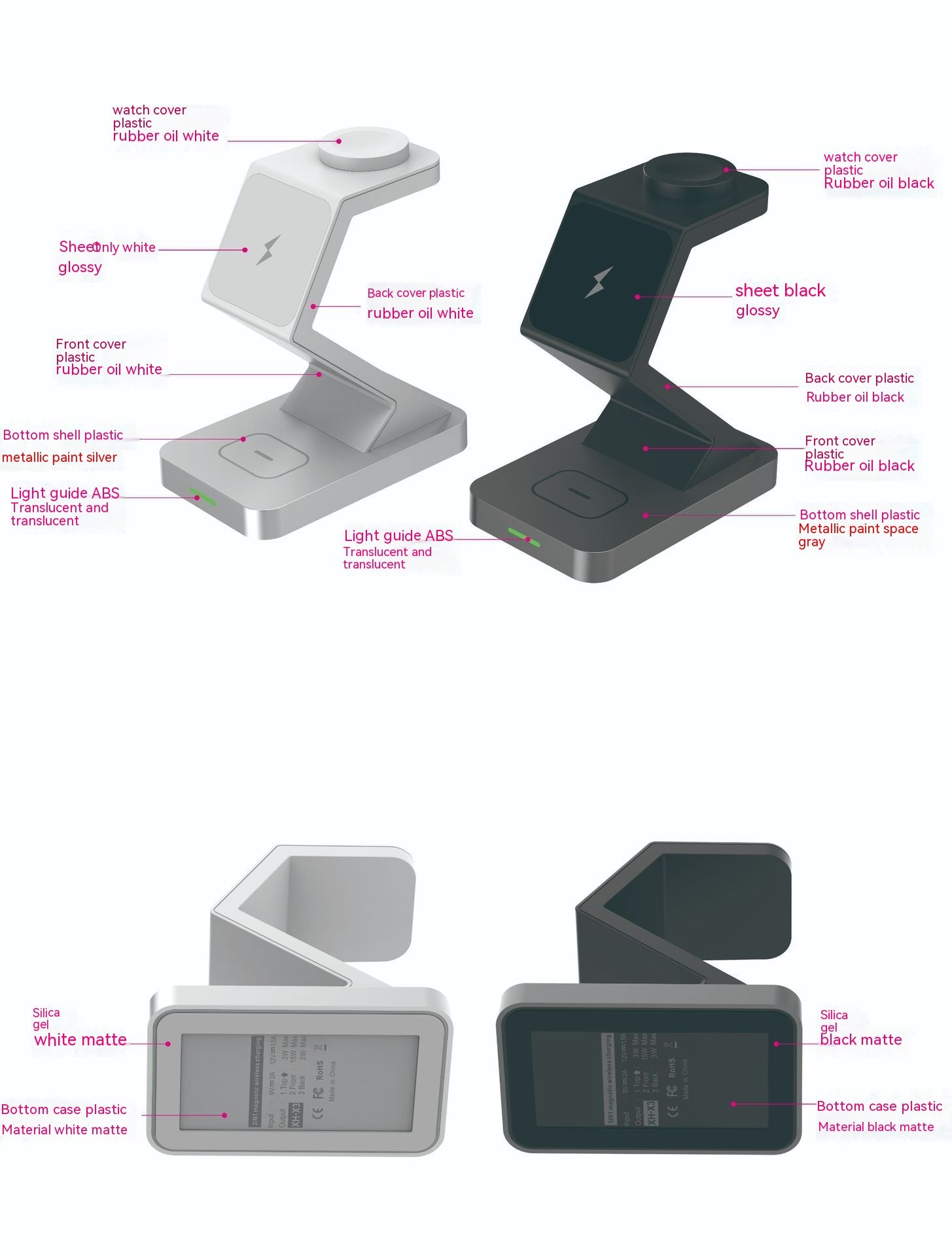 Support de téléphone de chargeur sans fil magnétique trois en un