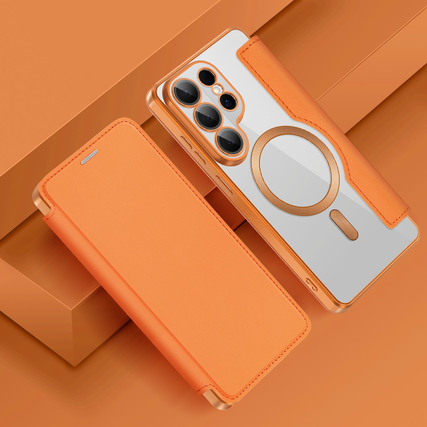Étui de téléphone de protection anti-dérapante en cuir magnétique