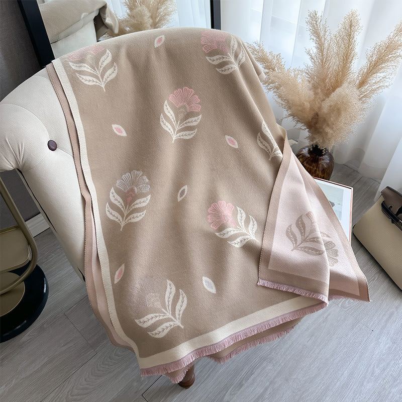 Châle simple de cachemire-feel féminin avec impression florale