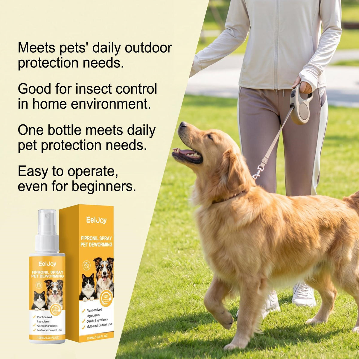 Eeljoy Pet Fipronil Spray quotidien nettoyage de surface du corps et soin Texture douce Pet Care Pro