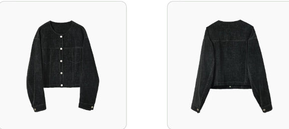 Matte PU short coat with round neck