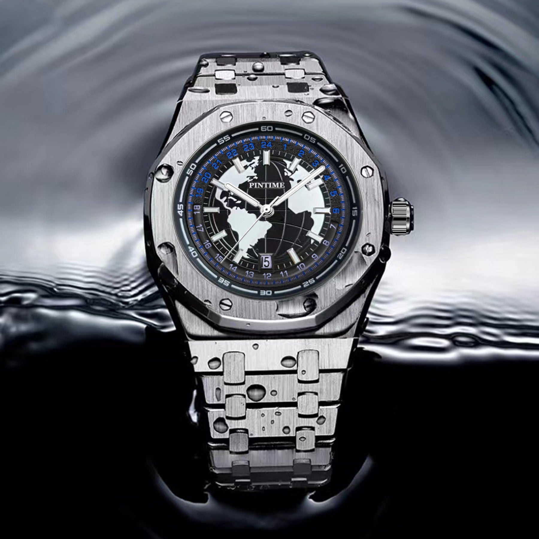 Montres homme imperméable Bracelet en acier lumineux Quartz