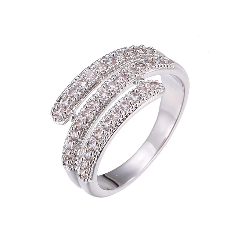 Mode Simple Atmosphère Micro Inlaid Zircon Anneau Femme Nail Anneau Anneau Anneau Factory Dire
