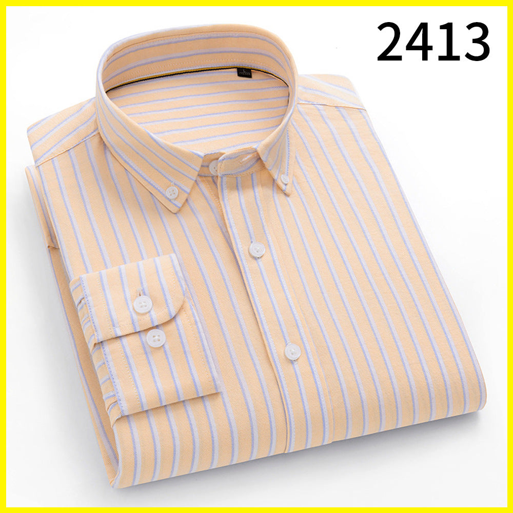 Chemise en coton à manches longues rayée pour hommes