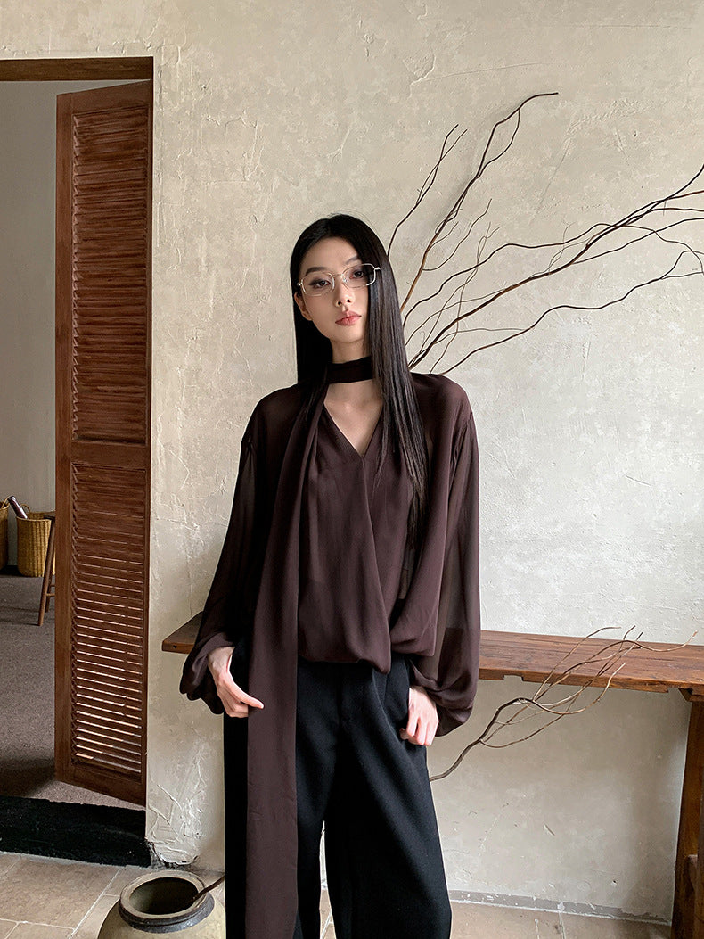 Chiffon Blouse pour femmes Designer inspiré style Niche
