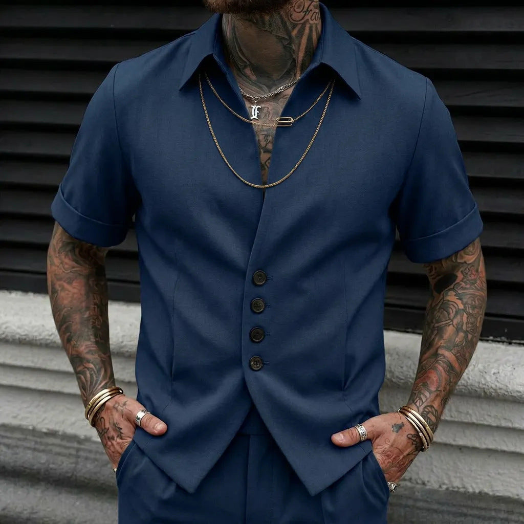 Chemise casual homme couleur solide été