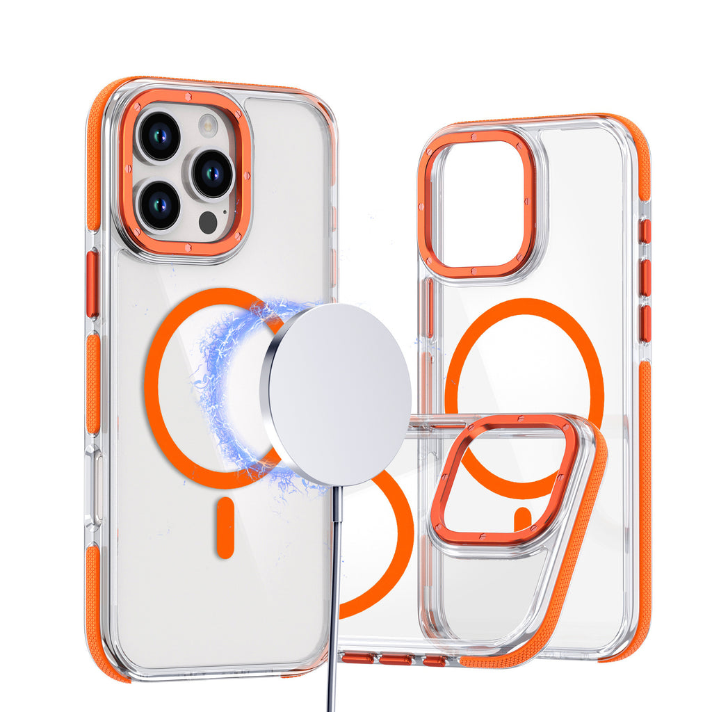 Cas de téléphone magnétique applicable transparent bicolore