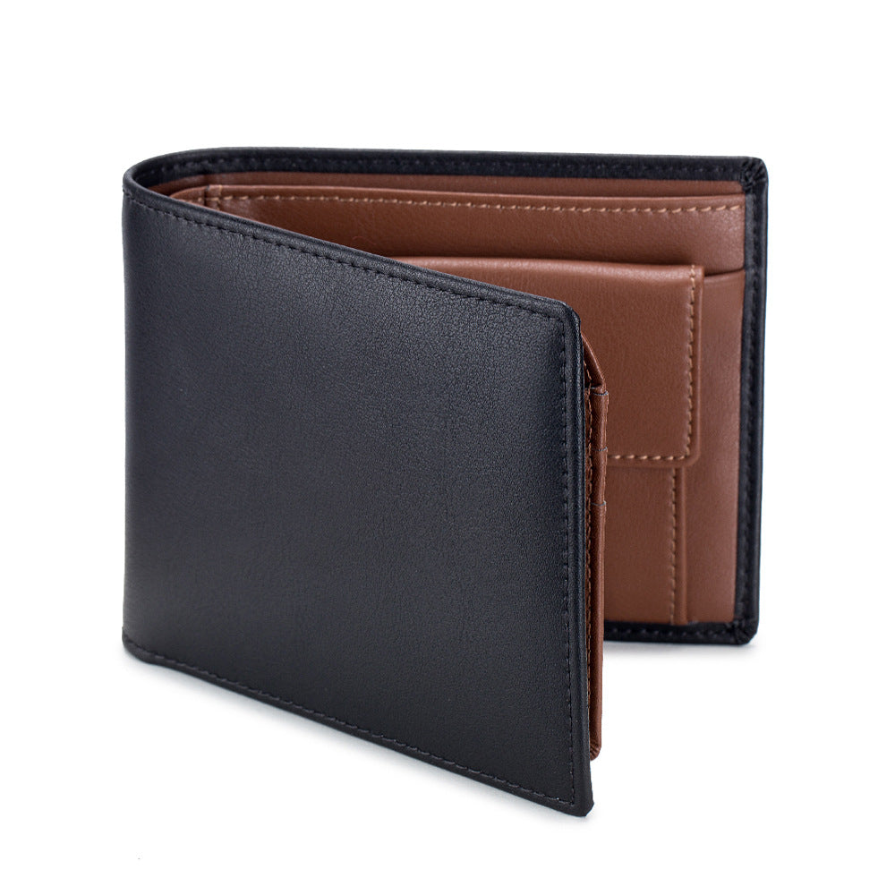 Soft Cowhide Trifold Wallet Homme multifonctionnel