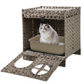 Condo de chat Wicker 2-Tier avec litière - boîte à litière cachée