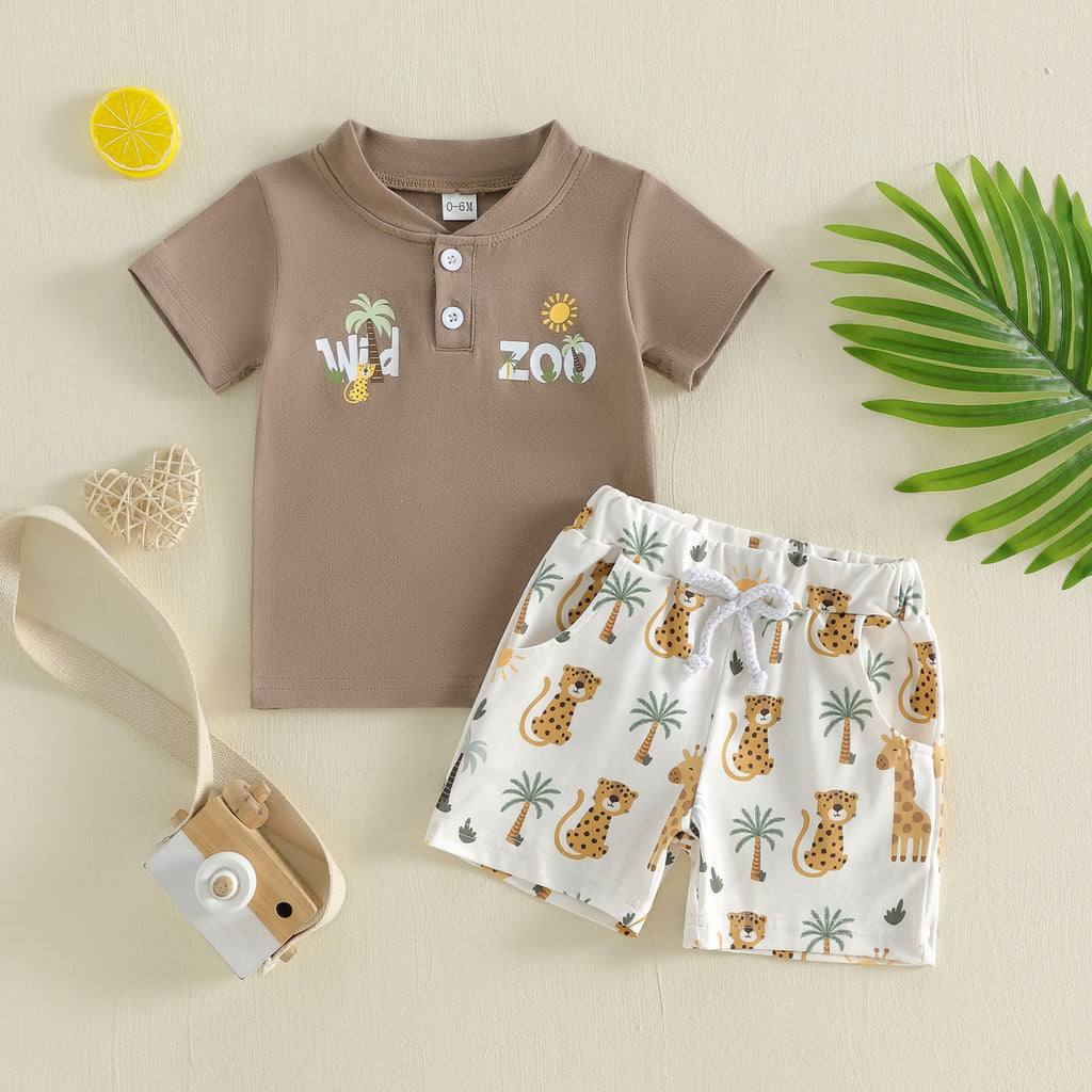 T-shirt et shorts à manches courtes en col Polo imprimé