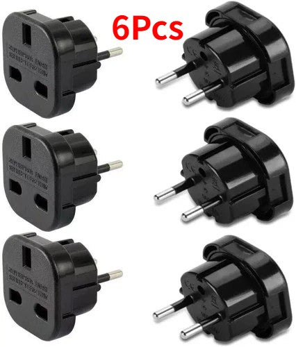 6X Black UK Vers l'UE Adaptateur de voyage Europe Adaptateur de prise européenne UK 3 broches à 2 broches