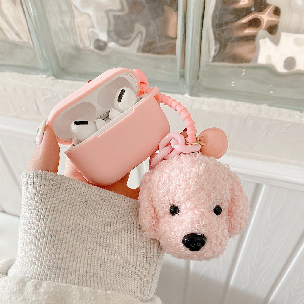 Couverture d'écouteur en couleur solide sans fil Bluetooth Soft Shell Pendentif pour chiots de dessin animé
