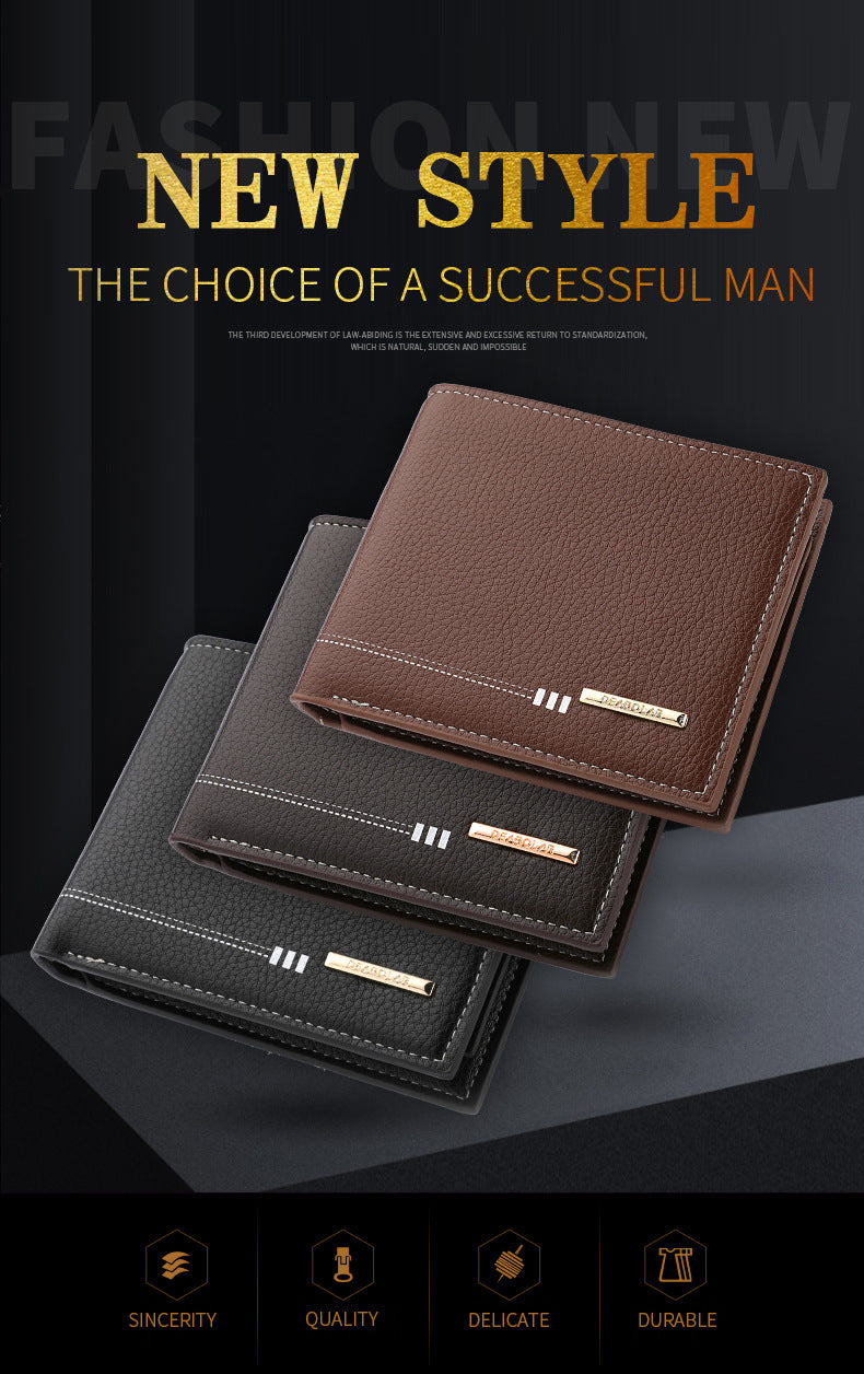Multi-fonctionnel Fentes de cartes multiples Retro Portefeuille Court Homme