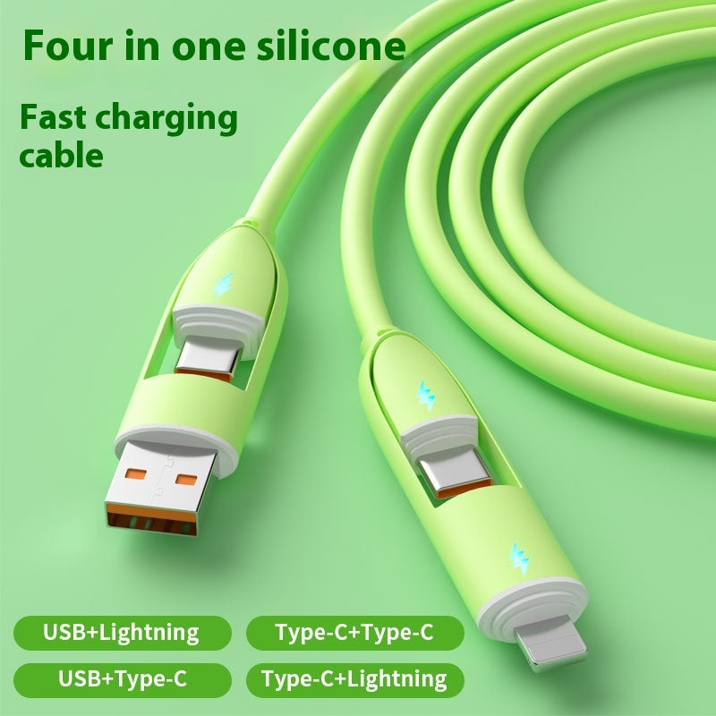 Câble de données à charge rapide en silicone quatre en un
