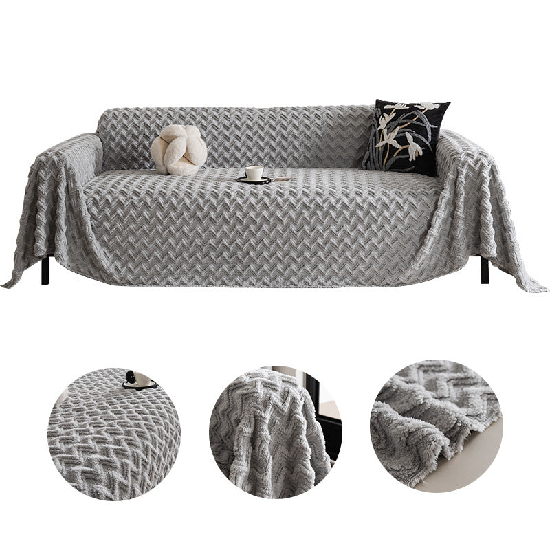 Couvre-sofa à la crème en peluche polyvalente à couleur solide