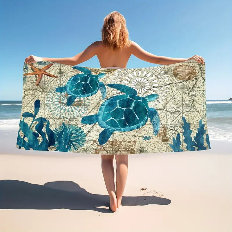 Serviette de plage en microfibre impression créative