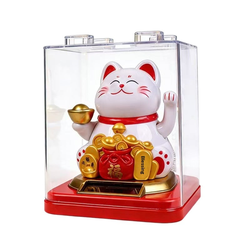 Décoration d'ornement de bureau Fortune Cat à énergie solaire