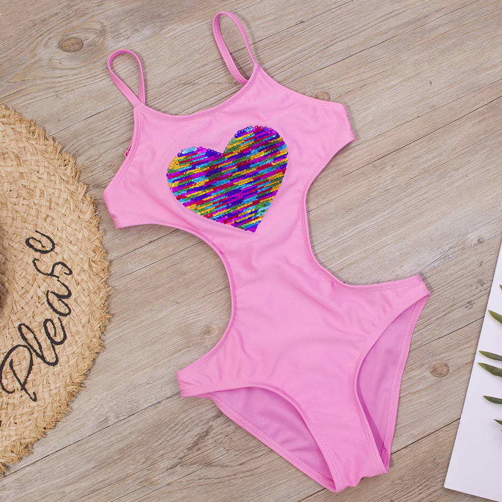 Peach Heart Ajustable Girls Maillot de bain simple