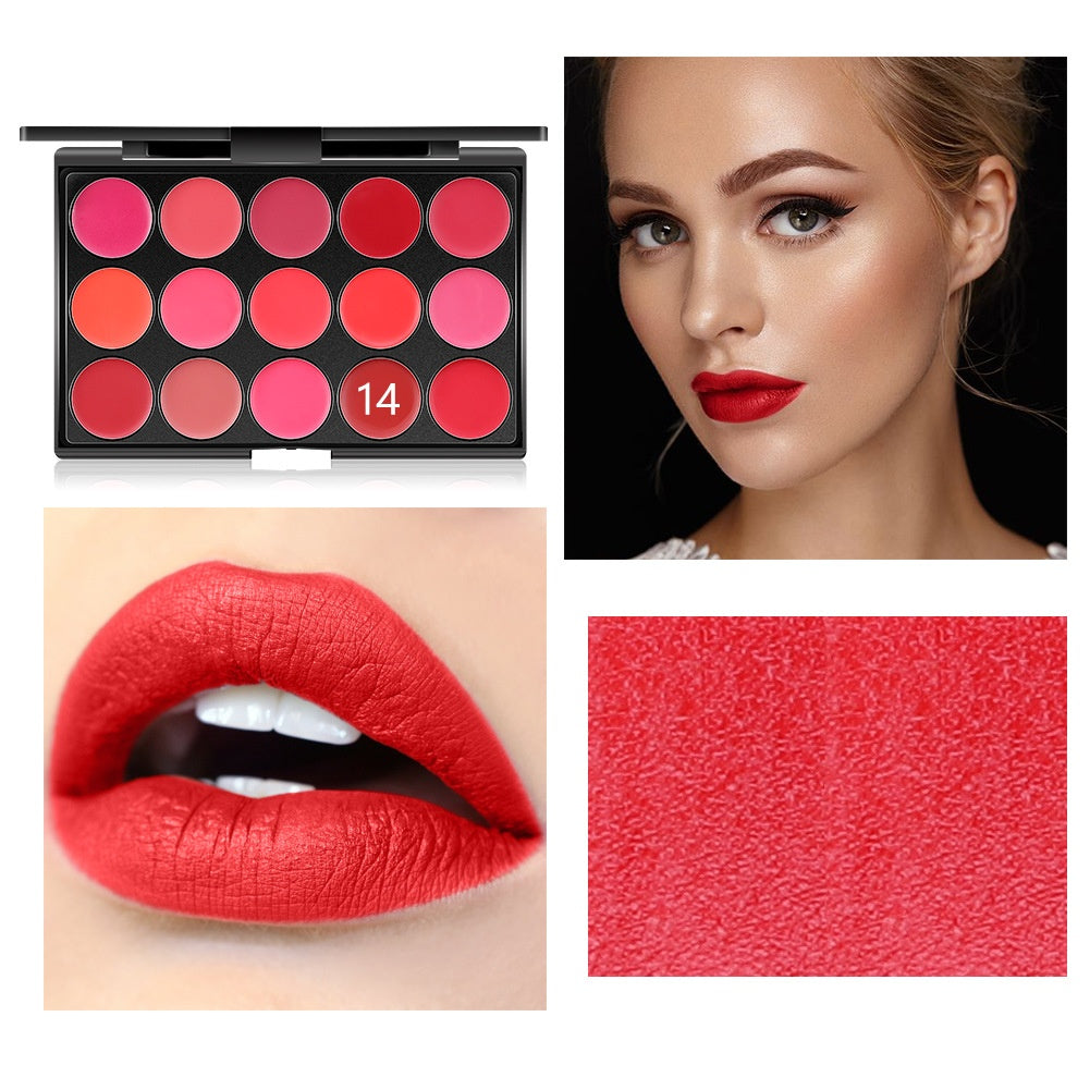 15 Couleurs Rouge à lèvres Lip Gloss Maquillage Palette
