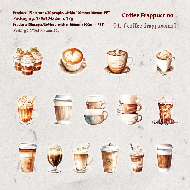 Walking Coffee House série de café thème compte main bricolage matériel décoratif Sticker