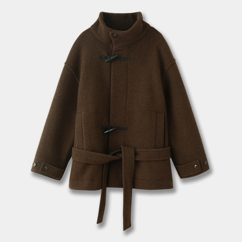 Manteau à col élevé pour femmes avec fermeture de bouton Horn