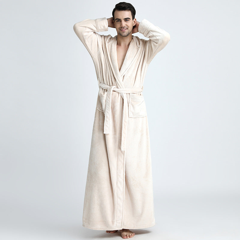 Men's Winter Thick Hooded Long Nightshirt