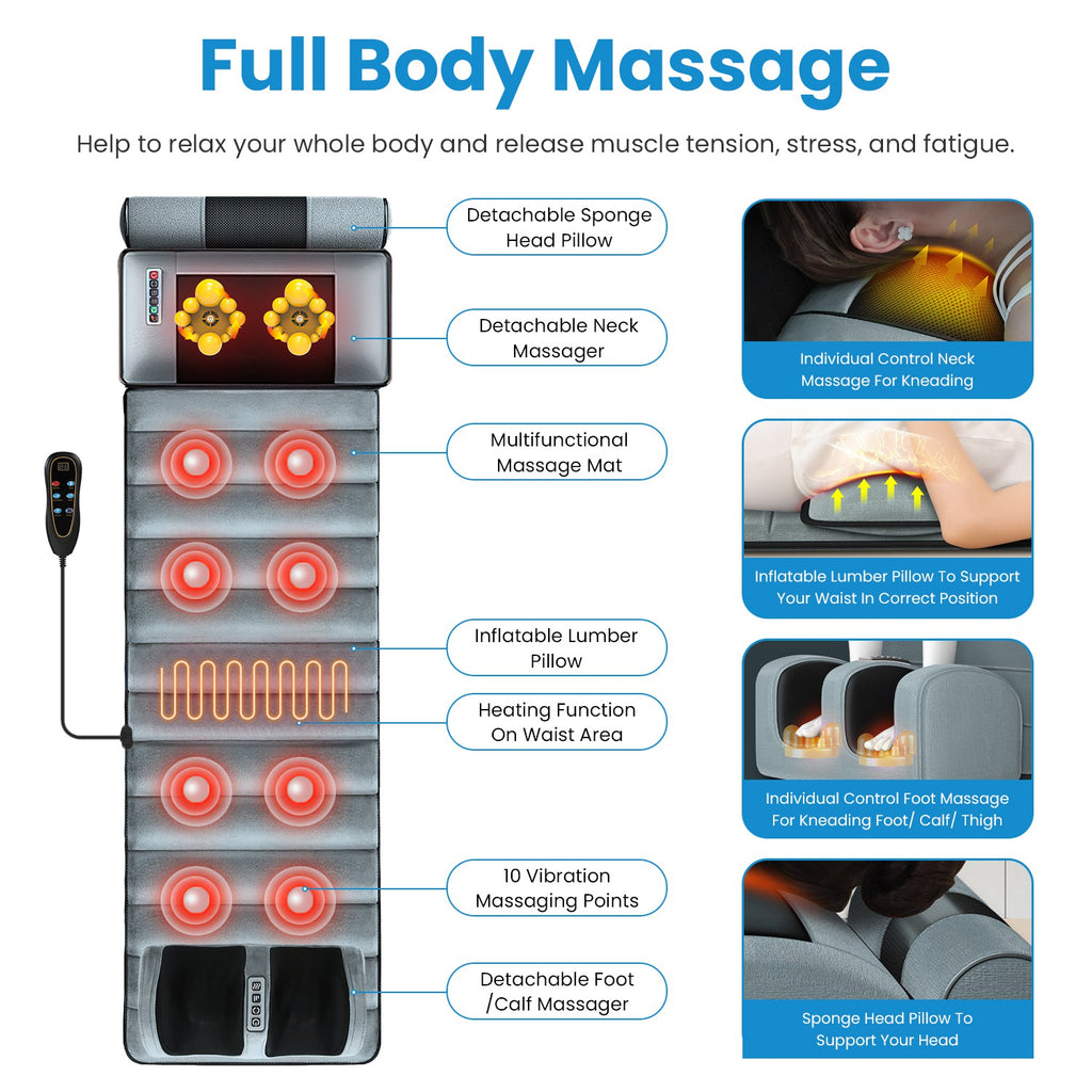 Pad de massage électrique plein corps avec cou et pieds