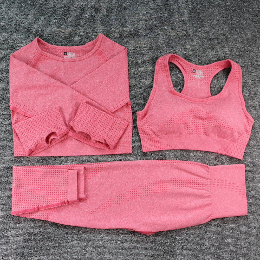 Top à manches longues et pantalons de soutien-gorge en trois pièces