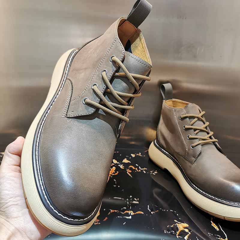 Chaussures en cuir haut de gamme à bout rond de vache