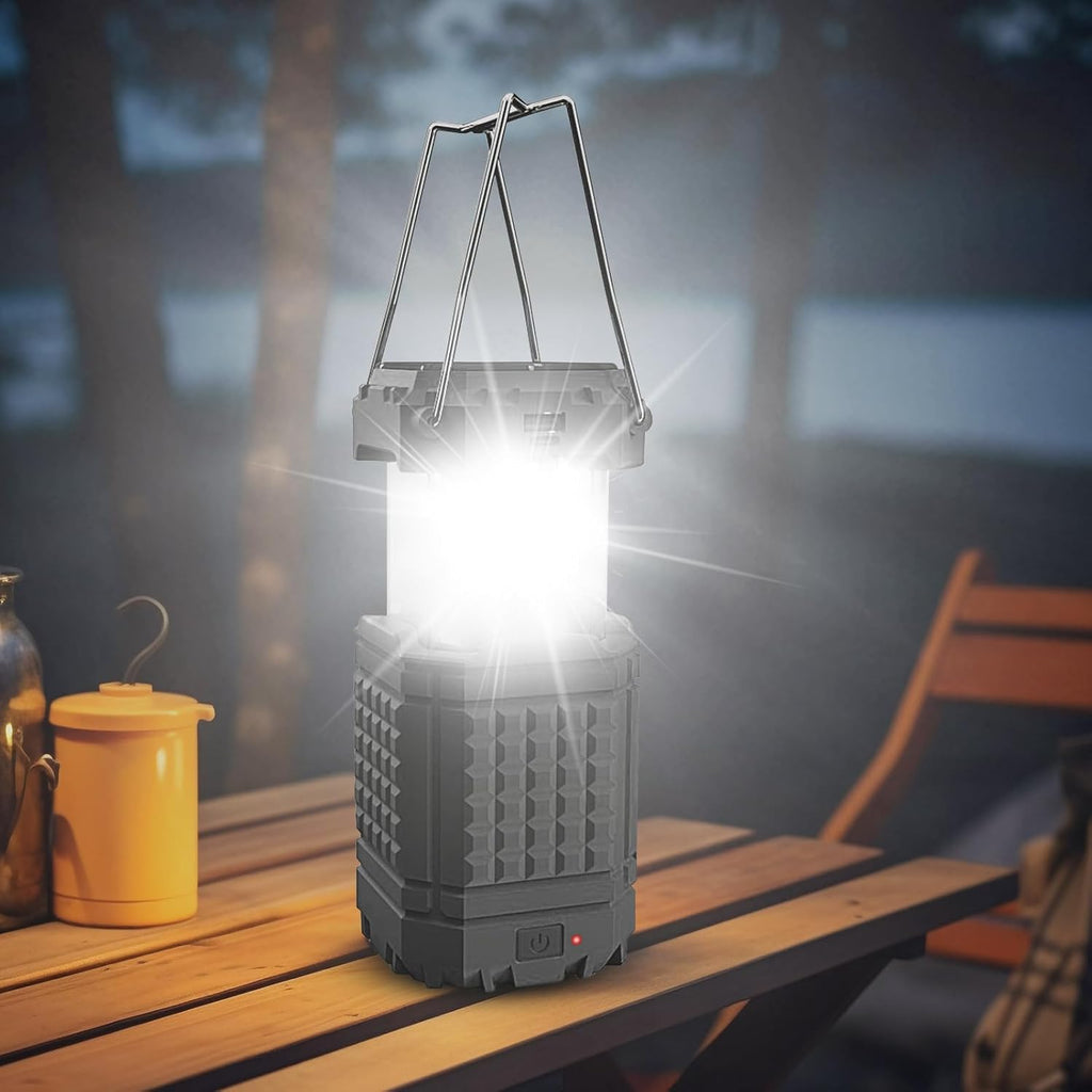 3 En 1 Solar Hand Cran LED Camping Lanterne Lampe de poche collapsible 200LM Banque d'électricité IPX4