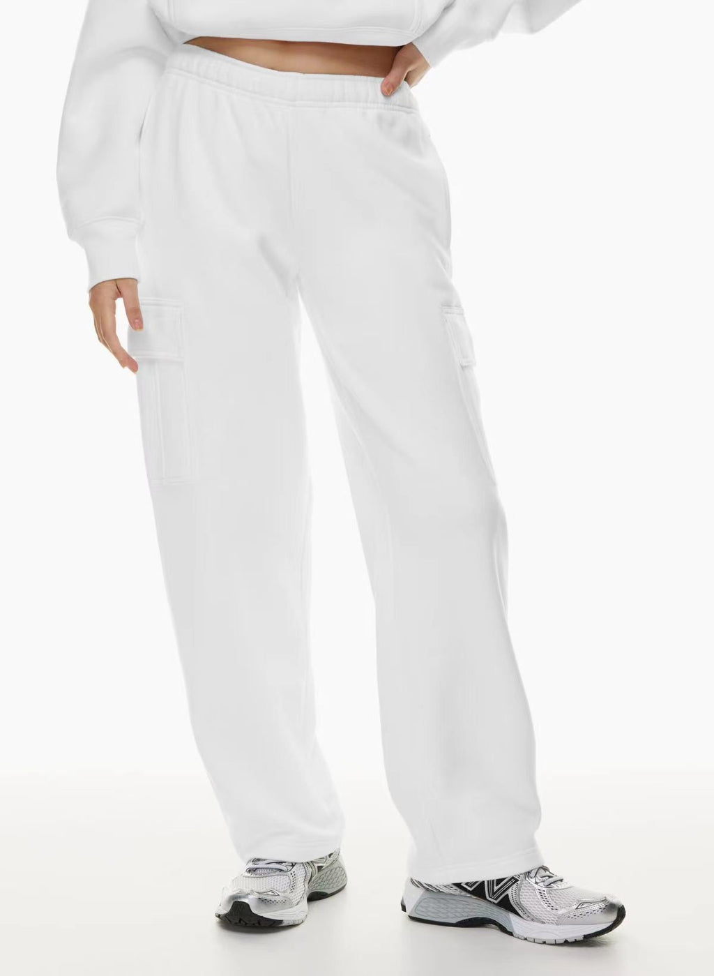 Pantalon de longueur de cheville large élastique taille haute